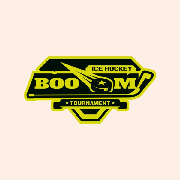 Boom Ice Hockey Tournament logo template Thumbnail