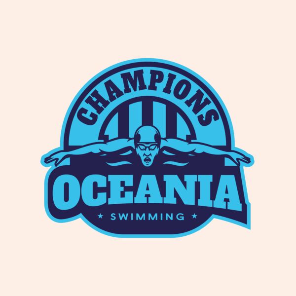 Oceania Champions Swimming logo template Thumbnail